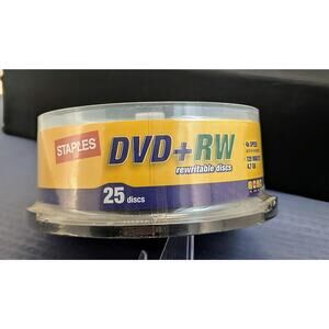 Staples Branded DVD+RW Discs 25 Pack Factory Sealed NIP